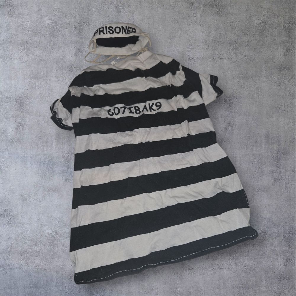 Casual Canine Black and White Striped Prisoner Costume For Dogs Size Large